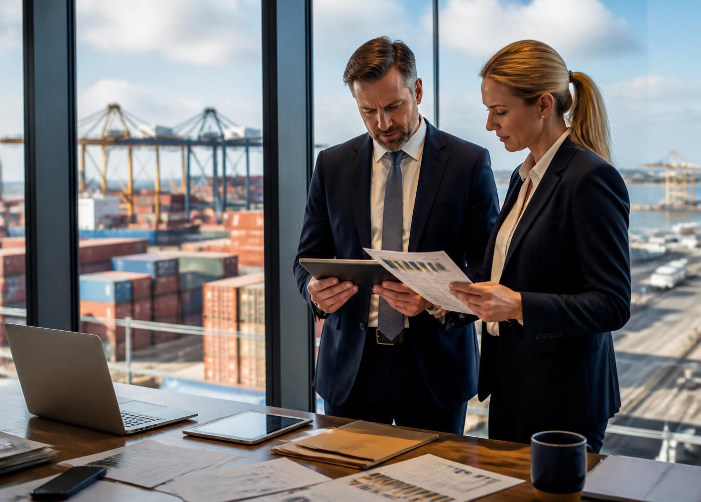 International logistics professionals coordinating UK exports